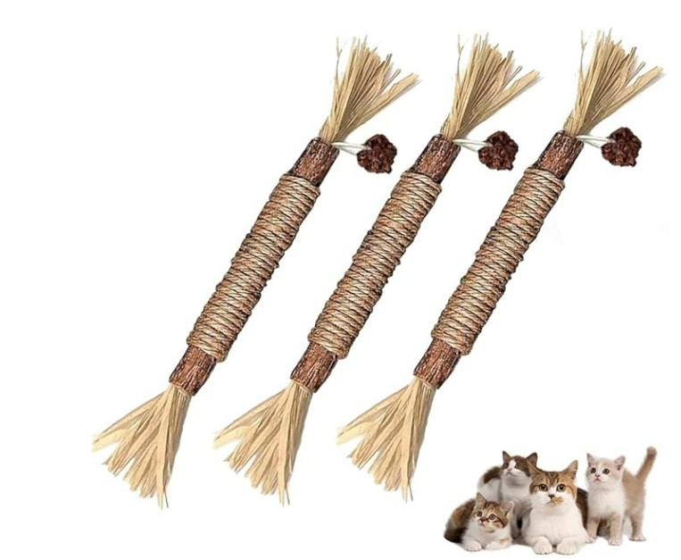 3 Stück KatzenminzeSticks - Interaktives Spielzeug zur Zahnreinigung